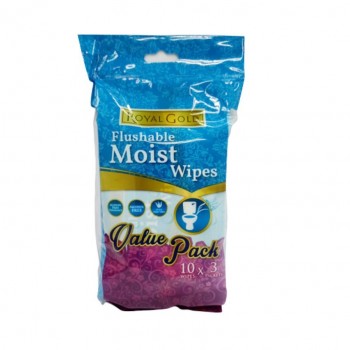 Royal Gold Flushable Moist Wipes, 10s